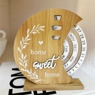 Calendar Perpetuu din Lemn – Design cu Roată Lunară „Home Sweet Home”, TMUC259188