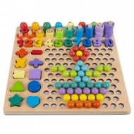 Jucarie interactiva din lemn, 6 in 1, stimuleaza imaginatia, coordonarea mana-ochi, creativitatea, concentrarea dar si manipularea obiectelor, PM000172523
