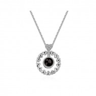 Lantisor Dama Hearts "Te iubesc" 100 de limbi - argintiu COL154-V1