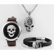 Set cadou, ceas barbatesc, Excellanc, Maro, Skull, lant, bratara Excellanc, PM2900161-003