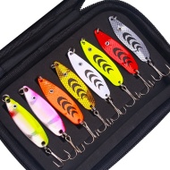 Set momeli pescuit, 16 buc, multicolor, cu carlige si geanta transport, TMWN3042243