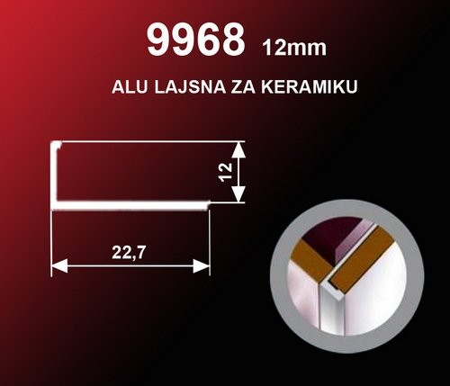 2950 ALU LAJSNA 12MM 9968 C35 CRNA MAT