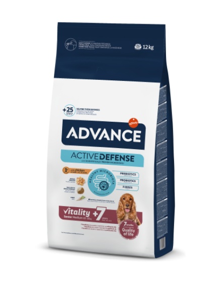 Advance Medium Senior +7 – Hrana uscata cu pui pentru caini seniori de talie medie 12kg