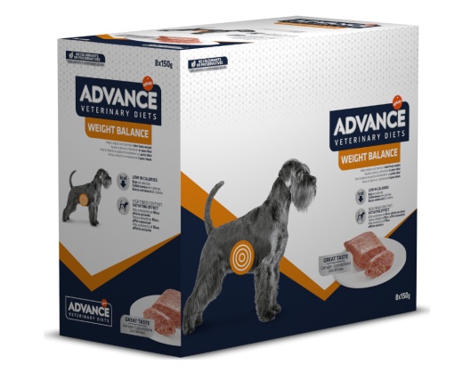 Advance Veterinary Diets Dog Weight Balance – Hrana umeda cu pui pentru controlul, 8 plicuri x 150 g