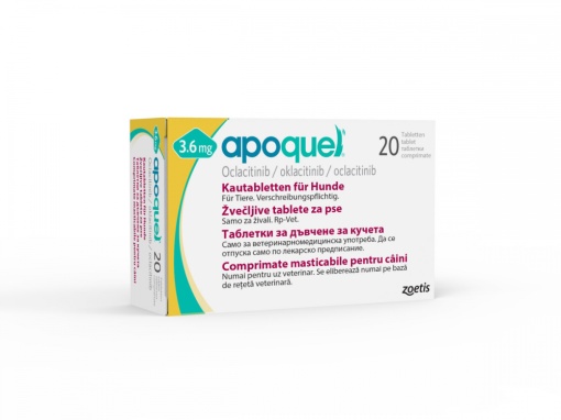 Apoquel Chew 3.6 mg - Comprimate masticabile pentru reducerea pruritului si inflamatiei cutanate la caini, 20 comprimate