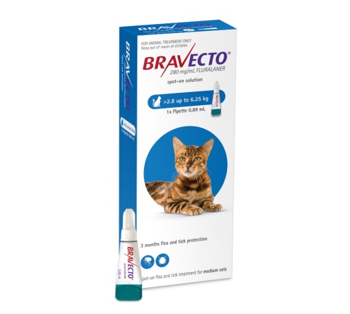 Bravecto spot-on - Antiparazitar extern pentru pisici (2.8-6.25kg), 1 doza