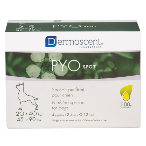 Dermoscent Pyo Spot – Tratament (tip spot-on) pentru caini de talie mare (20-40 kg), 4 pipete