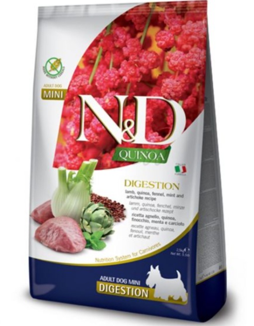 N&D Quinoa Digestion – Hrana uscata cu miel pentru caini cu digestie sensibila, 2.5kg
