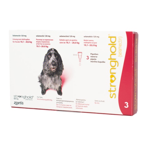 Stronghold 120 mg – Antiparazitar complet pentru caini medii (10,1–20 kg) 3 Pipete