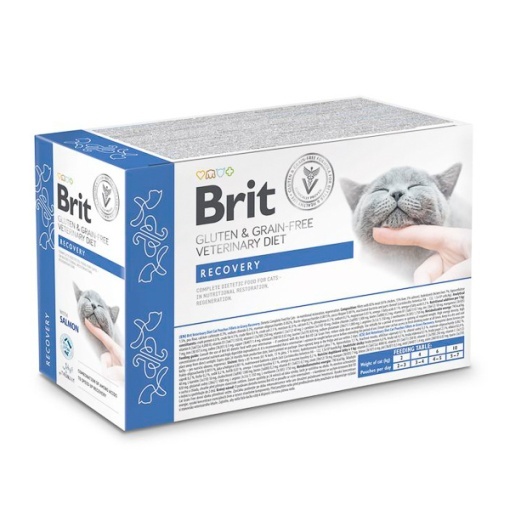 Brit Cat Recovery – Hrana umeda cu fileuri de pui si somon pentru recuperare si convalescenta la pisici, 12 x 85 g