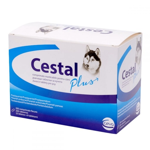 Cestal Dog Plus Chew - Antiparazitar intern cu spectru larg pentru caini, 200 Tablete