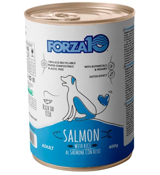 FORZA10 ALL DAY SALMON AND WHITE RICE CV – Hrana umeda completa pentru caini adulti, cu somon si orez alb, 400 g