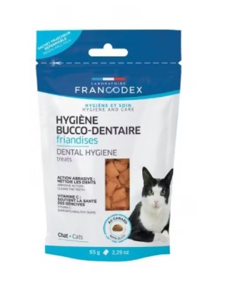 Francodex Recompense Dentare pentru Pisici – Cu rata si menta, sustin sanatatea orala, 65 g