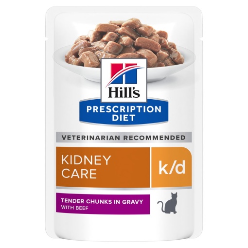 Hill's PD k/d – Hrana umeda cu vita pentru suport renal 12 Plicuri x 85g