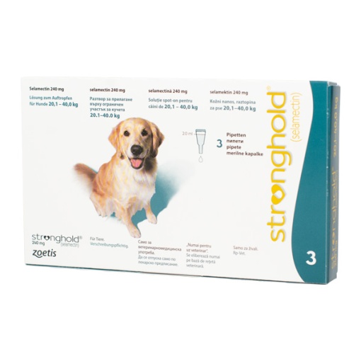 Stronghold 240 mg – Antiparazitar complet pentru caini mari (20,1–40 kg) 3 Pipete