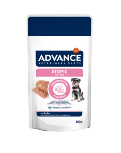 Advance Veterinary Diets Atopic – Hrana umeda cu curcan pentru dermatita atopica, 8 plicuri x 150 g