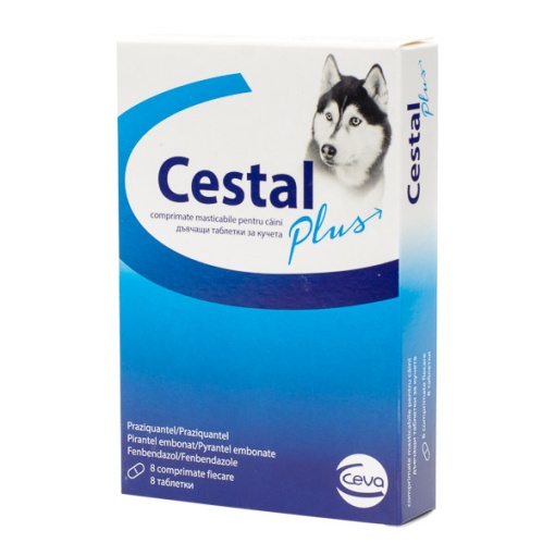 Cestal Dog Plus Chew - Antiparazitar intern cu spectru larg pentru caini, 8 Tablete