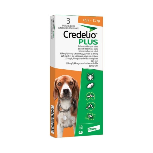 Credelio Plus - Antiparazitar extern si intern pnetru caini (5.5-11 kg) 3 Comprimate