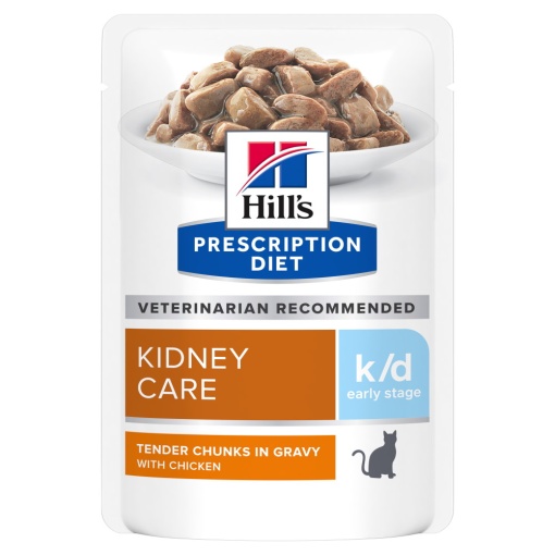 Hill's PD k/d Early Stage – Hrana umeda cu pui pentru insuficienta renala incipienta 12 Plicuri x 85g
