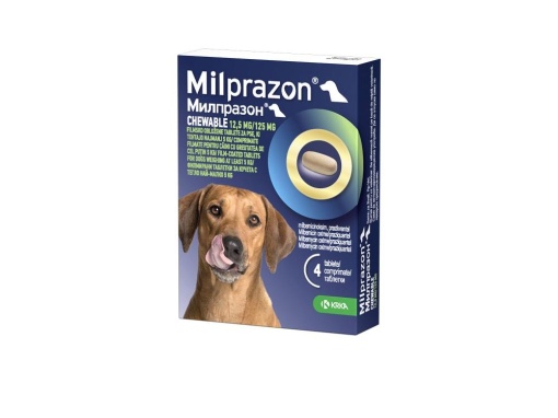 Milprazon Chewable 12.5 / 125 mg - Antiparazitar intern pentru caini (5-25kg) 4 Comprimate