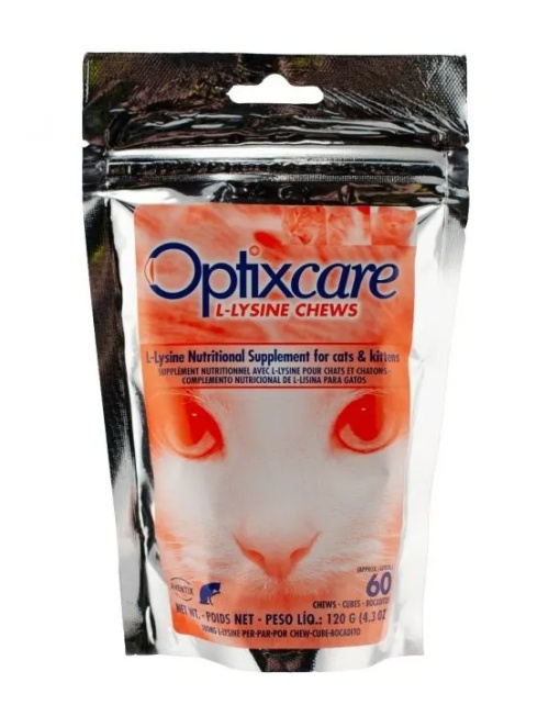 Optixcare L-Lysine Chews – Supliment cu L-lizina Pentru sustinerea sistemului imunitar pentru pisici, 60 tablete