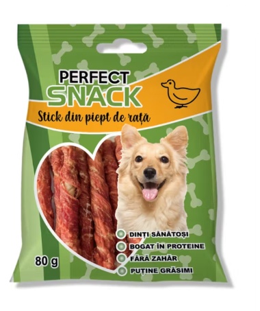 Perfect Snack Stickuri cu Piept de Rata pentru Caini – Rasfat gustos si natural, 300 g