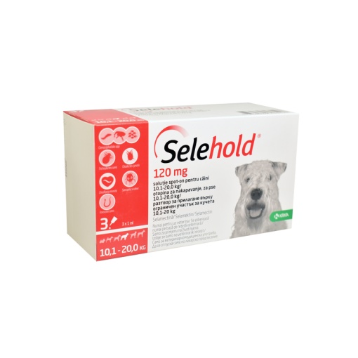 Selehold Spot-On 120mg – Pipete antiparazitare complete pentru caini de talie medie (10,1–20 kg) 3 doze
