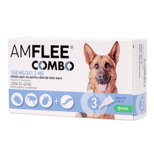 Amflee Combo spot-on - Pipete antiparazitare externe pentru caini de talie mare (20-40 kg), 3 doze