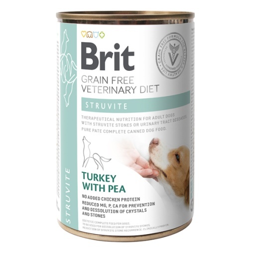 Brit GF Veterinary Diets Dog Struvite – Hrana umeda dietetica cu curcan pentru dizolvarea struvitilor, 400g