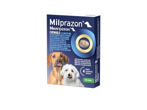 Milprazon Chewable 2.5 / 25 mg - Antiparazitar intern pentru caini (1-5 kg) 4 Comprimate