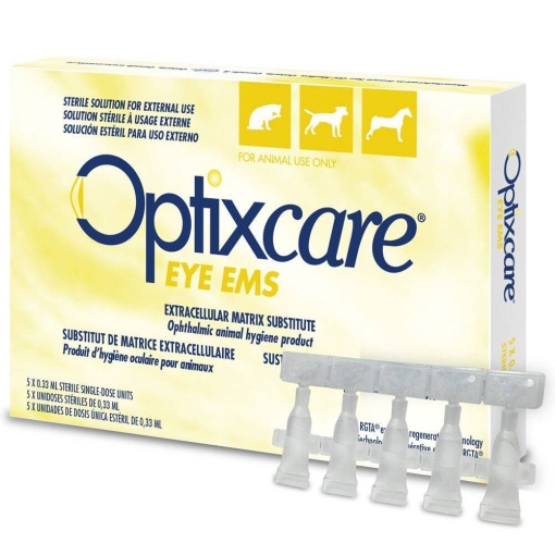 Optixcare Eye Health EMS – Picaturi oftalmologice pentru caini si pisici pentru protectia si intretinerea sanatatii oculare, 5 x 0,33 ml