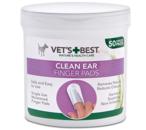 Vet's Best Degetare pentru Igiena Urechilor la Caini – Curatare delicata a canalului auricular, 50 bucati