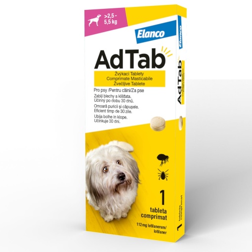 AdTab Dog - Antiparazitar extern pentru caini (2.5-5.5kg) 1 Comprimat