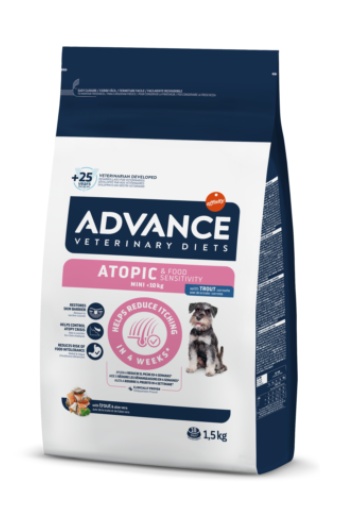 Advance Veterinary Diets Dog Atopic & Food Sensitivity – Hrana cu pastrav dietetica dermatita atopica, alergii sau sensibilitati alimentare 1.5 kg