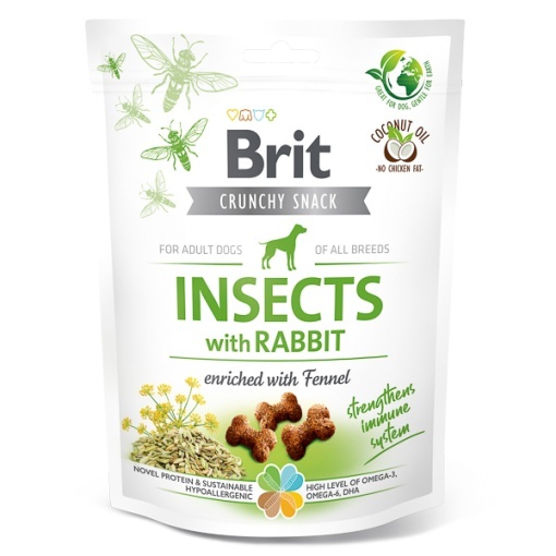 Brit Care Dog Crunchy Cracker Insects & Rabbit with Fennel – Recompense tip biscuiti cu iepure, insecte si fenicul pentru caini, 200 g
