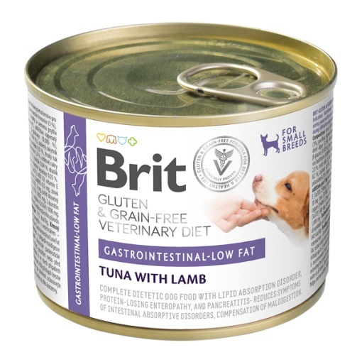 Brit GF Veterinary Diet Dog Gastrointestinal Low Fat – Hrana umeda dietetica cu ton pentru digestie sensibila, 200 g