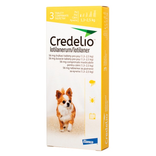 Credelio 56 mg - Antiparazitar extern pentru caini (1.3-2.5kg) 3 Comprimate masticabile
