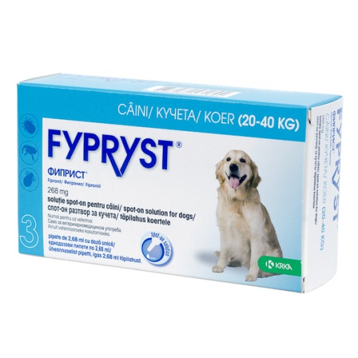Fypryst spot-on 268mg - Pipete antiparazitare externe pentru caini de talie mare (20-40 kg), 3 doze