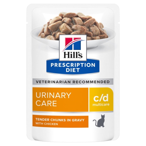 Hill's PD c/d Multicare Urinary Care cu pui – Hrana umeda pentru sustinerea tractului urinar 12 Plicuri x 85g