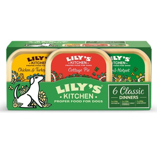 Lily's Kitchen Dog Classic Dinners Multipack – Selectie de hrana umeda naturala pentru caini, 6 x 150 g