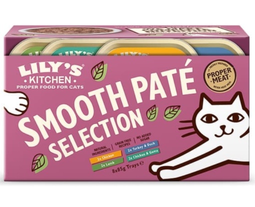 Lily's Kitchen Smooth Pate Selection Multipack – Selectie de hrana umeda fara cereale pentru pisici adulte, 8 x 85 g