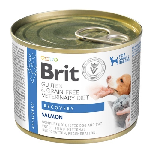 Brit GF Veterinary Diets Recovery – Hrana umeda cu somon pentru caini si pisici in convalescenta, 200 g