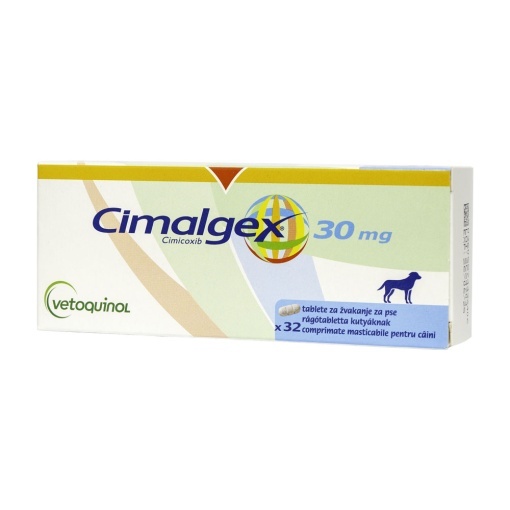 Cimalgex 30 mg – Comprimate analgezice si antiinflamatoare pentru caini de talie mica si medie, 32 bucati