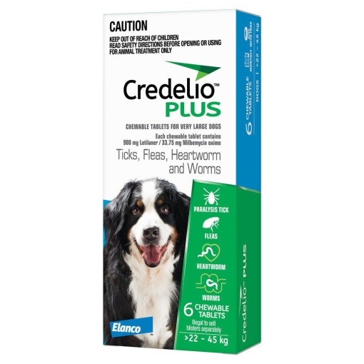 Credelio Plus - Antiparazitar extern si intern pentru caini (22-45 kg) 3 comprimate masticabile