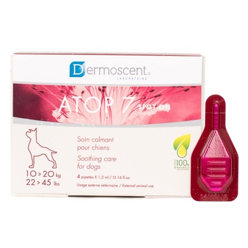 Refill Dermoscent ATOP 7 Spot-On – Sampon calmant si hidratant pentru pielea sensibila sau cu tendinta atopica, pentru caini de talie medie (10 20kg), 4 pipete