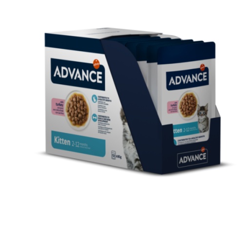 Advance Wet Kitten – Hrana umeda cu curcan pentru pisicute sub un an 12 Plicuri x 85g