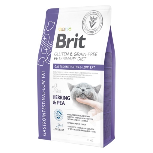 Brit GF Veterinary Diets Dog Gastrointestinal Low Fat – Hrana uscata dietetica cu hering pentru digestie sensibila, 5kg