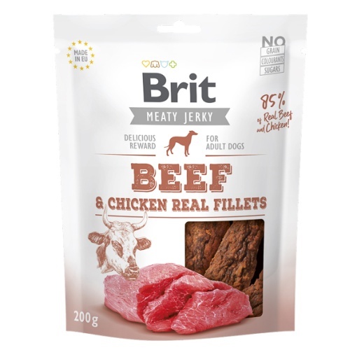 Brit Jerky Beef Fillets - Recompense tip fileuri cu vita pentru caini adulti