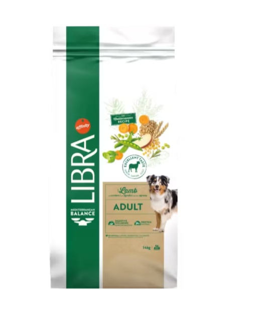 Libra Dog Adult Medium-Maxi cu Miel – Hrana uscata completa cu miel pentru caini adulti de talie medie si mare, 14 kg
