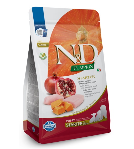 N&D Pumpkin Pui, Dovleac & Rodie Starter Puppy – Hrana uscata cu pui pentru catei de la intarcare pana la 8 saptamani, 2.5kg